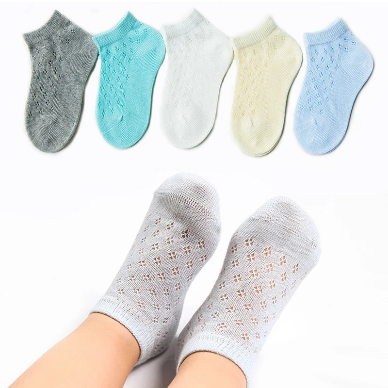 

5pair 95% cotton baby socks summer mesh breathable children's socks combed cotton newborn socks thin baby girl supplies
