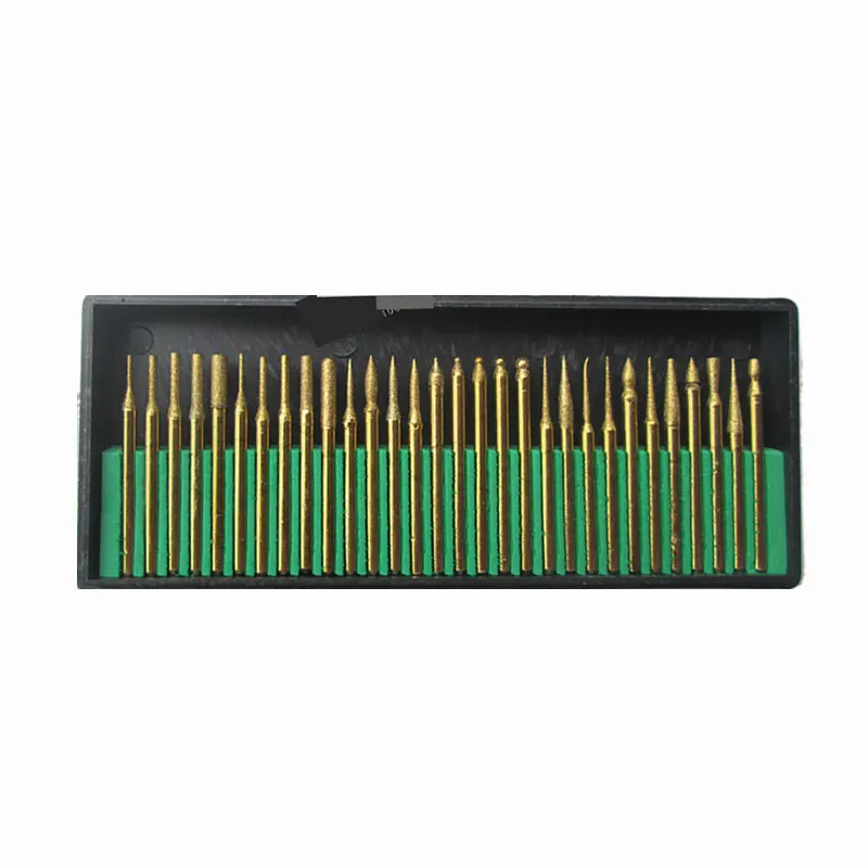 

UCHEER 3mm 30pcs Titanize Burs For Dremel Rotary Tool Drill Bit Engraving parts Grinding Polishing Needles Files Burr Drill