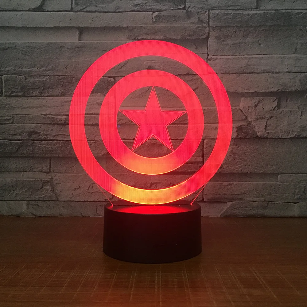  Captain America Shield Theme 3D LED Lamp Night light 7 Colors Change Touch Mood Lamp Christmas Pres - 32965604386