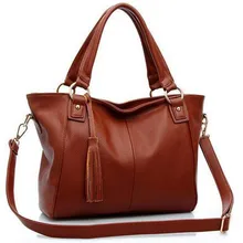 HOT Sale Women PU Leather Handbag Retro Tassel Chains Shoulder/Crossbody Messenger Bags Fashion Ladies Bags bolsa feminina