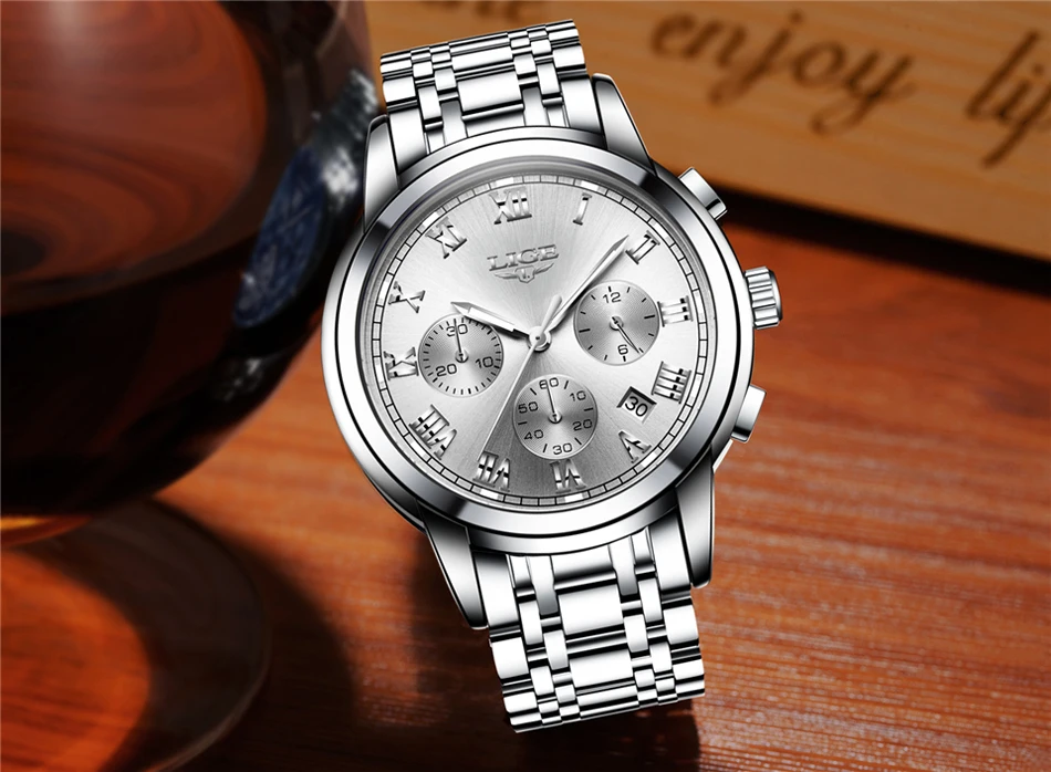 LIGE Men Watches Top Luxury Brand Full Steel Waterproof Sport Quartz Watch Men Fashion Date Clock Chronograph Relogio Masculino sports watch