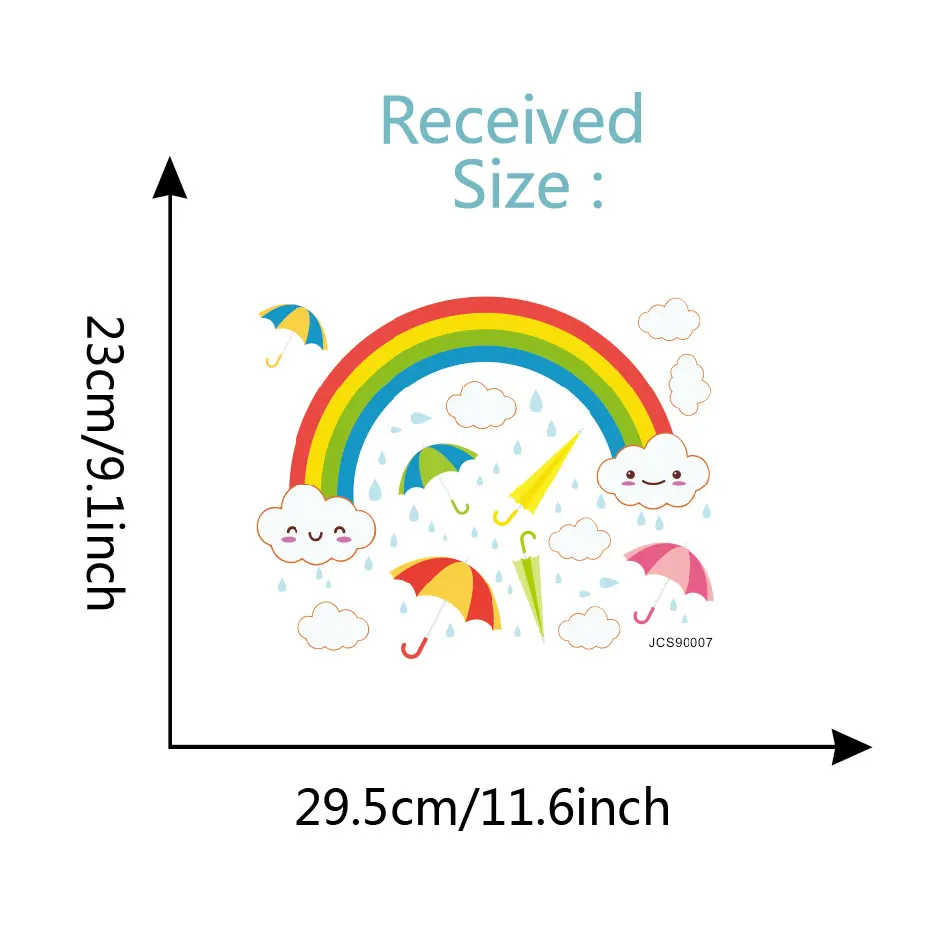 Cute Cloud and Rainbow umbrella Wall Decal Children's Kids DIY Art Vinyls Stickers Living Room Bedroom Home Decorative Wallpaper