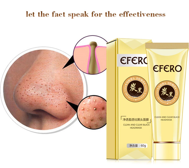 Efero 1 шт. маска от угрей для ухода за кожей лица маска blackhead Remover черный маски пилинг пор полосы маска для носа лечение акне уход