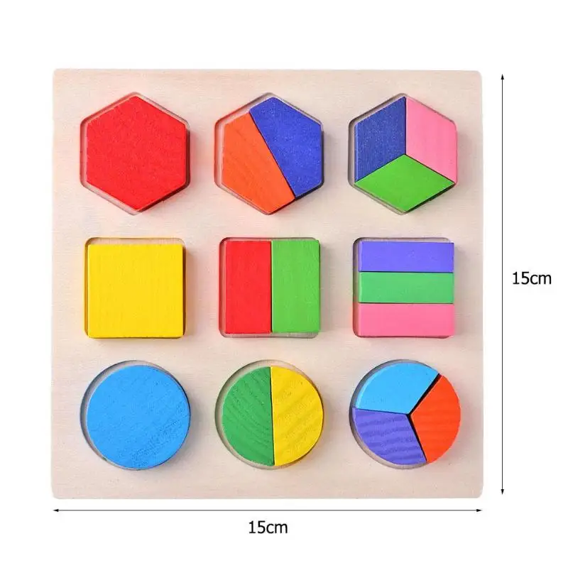 Montessori Educational Holz Geometrie Blöcke Puzzles Vorschule Spielzeug 