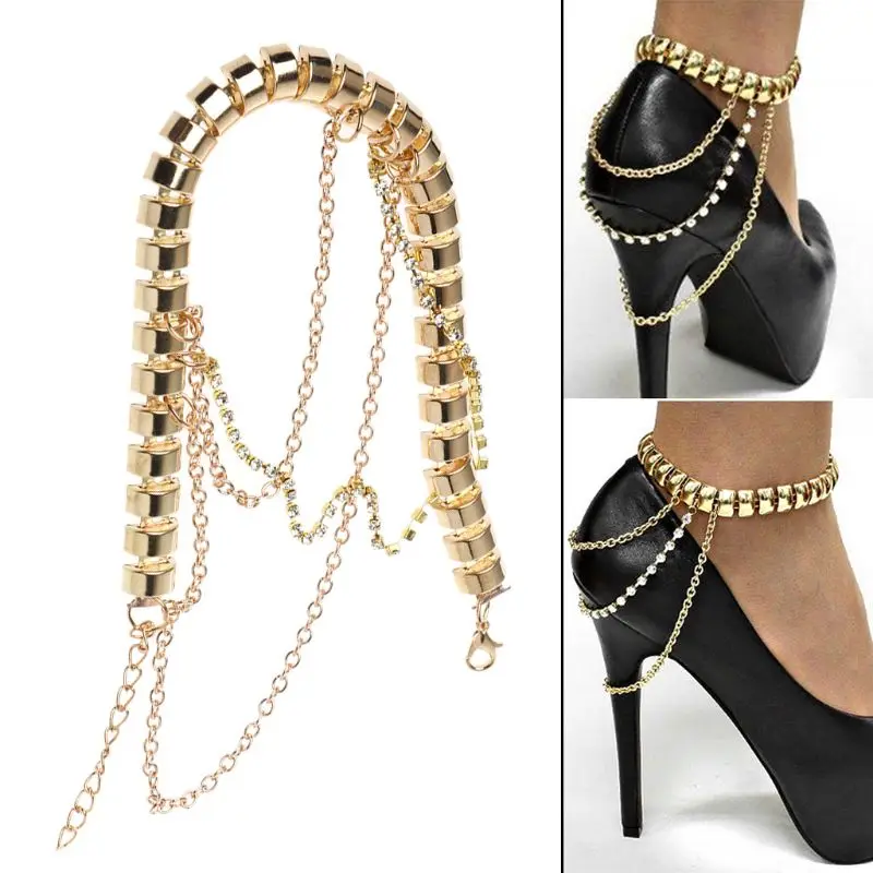 Обувь на высоком каблуке; золотые украшения; женские Стразы; Многослойная подвеска; свадебные аксессуары