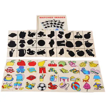 

2019 New Shape Shadow Match Images Game Board Puzzle Wooden Cartoon Match Teaching Toy Children Early Childhood Educational Toys