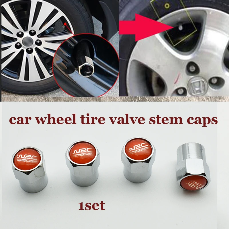 

Car-styling 1set car wheel valve stem cap metal 6corners For WRC wrc logo badge accessories auto tire valve covers
