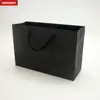 50PCS 250grams Black Cardboard Paper Bag with String for Shopping Clothing Custom Logo Printed accept F2122 ► Photo 3/6