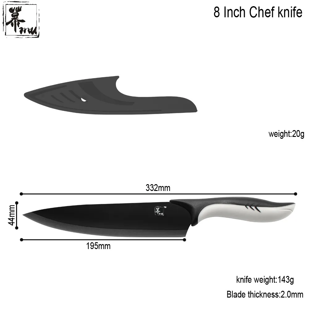 Высокая Класс черный клинок Нержавеющая сталь 8 &quotхлеб Повар 5&quot Utility 3.5