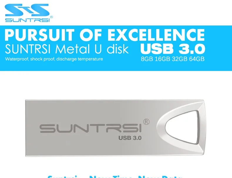 Suntrsi USB 3,0 Флешка 8 ГБ 16 ГБ 32 ГБ металлическая высокоскоростная USB флешка 64 Гб USB флешка Водонепроницаемая реальная емкость
