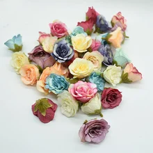 100 шт Дешевые помпон Diy ВЕНОК Искусственные цветы к Рождеству украшения для вазы дома свадьбы поддельные цветы стены шелковые розы головы