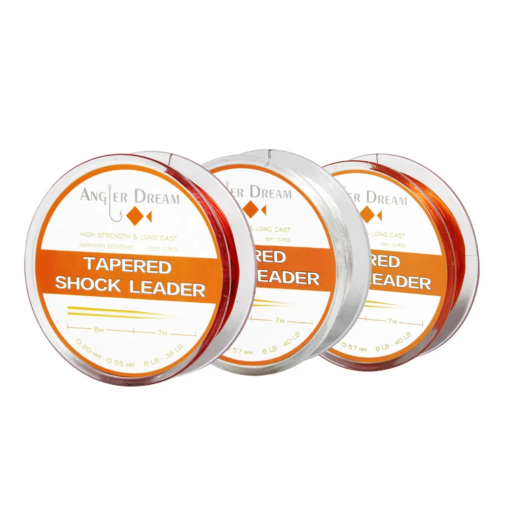 Angler Dream Surf Casting Tapered Shock Leader - 10 Leaders per Spool SALTWATER Surfcasting FISHING Line Tapered SHOCK LEADER