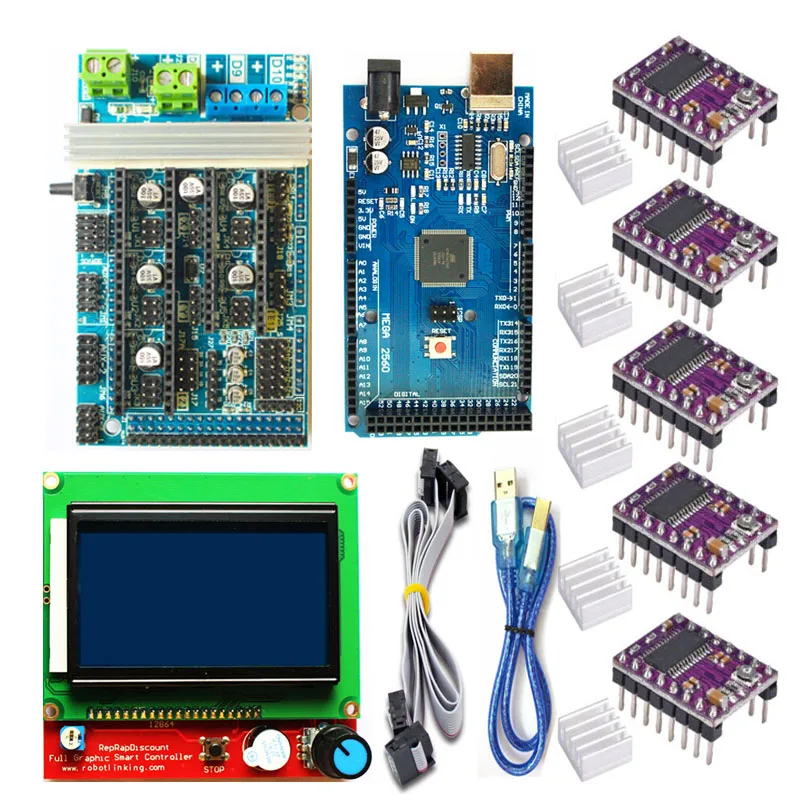 

Ramps 1.6 Motherboard Kits Upgrade Ramps 1.4 Ramps 1.5+A4988/DRV8825 Stepper Motor Driver+Mega 2560 R3 Reprap Mendel+LCD 12864