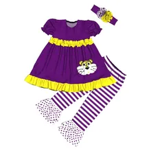 

Kids New Years Clothes Children Cotton Clothes Gir Boutique Outfit Ruffler Pants With Headband Match Boy T-shirt 2GK811-813-HY