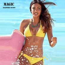 Сексуальный Одноцветный купальник, низкая талия, бикини,, бразильский купальник, женский бикини, желтый купальник, Maillot Bain Femme, пляжная одежда