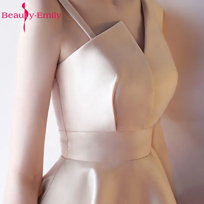 Beauty Emily Champagne A-Line Sexy Short Evening Party Prom Dresses 2022 Girl Dresses Sleeveless Formal Occasion Evening Gowns silver prom dresses