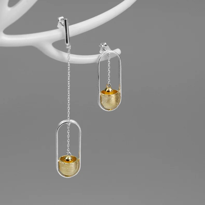 INATURE 925 Sterling Silver Hammer Ram Asymmetric Earrings for Women Fashion Jewelry