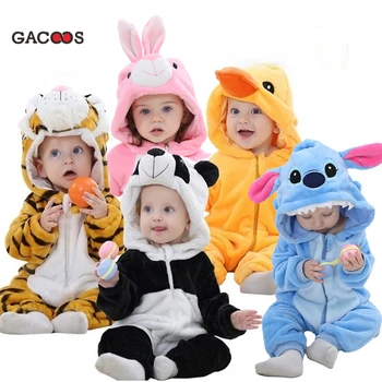 

Baby Rompers New Born Baby Girl Clothes Hooded Pajamas Winter Overalls Jumpsuit Stitch Panda Animal Boys Costumes roupa de bebes