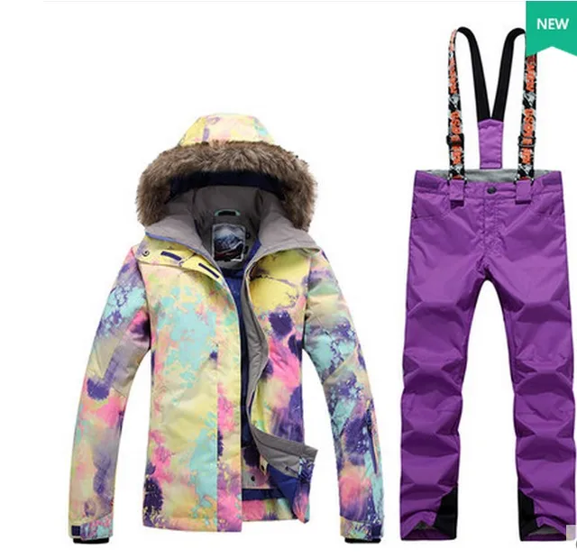 Womens purple ski suit female skiing snowboarding suit violet ski