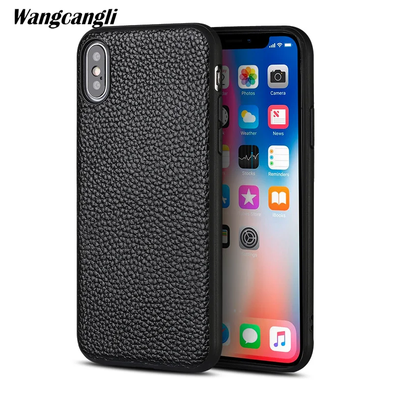 

High-end custom leather lychee retro protective cover for iPhone x case all-inclusive soft shell business shell custom