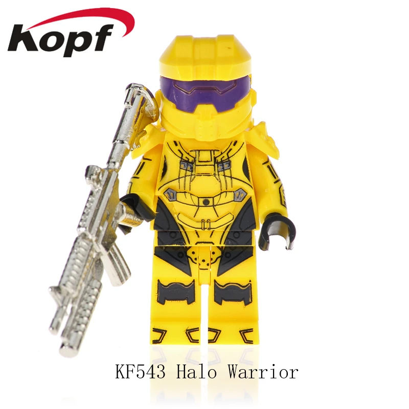 KF542 Одиночная строительные блоки Halo Spartan Solider с реальным металлическим оружием кирпичи Экшн фигурки Обучающие Подарочные игрушки для детей