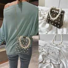 Модные женские туфли ПВХ Мини сумка-мессенджер с цепочкой элегантные уникальная жемчужина дизайн прозрачный сумка женская сумка через плечо сумки из натуральной кожи