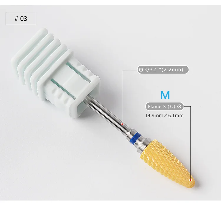 1 шт. керамический сверло для ногтей, желтая Шлифовальная головка, Электрический Фрезер для ногтей, для маникюра, педикюра, аксессуары для ногтей, инструменты - Цвет: 03