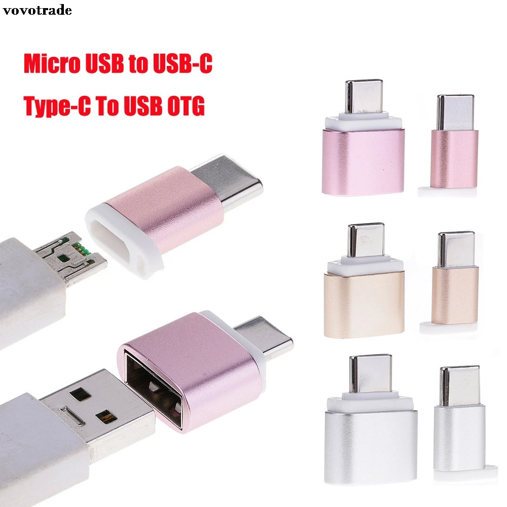 Vovotrade Micro USB к C type адаптер для зарядки данных + OTG конвертер с кольцом ключей Прямая