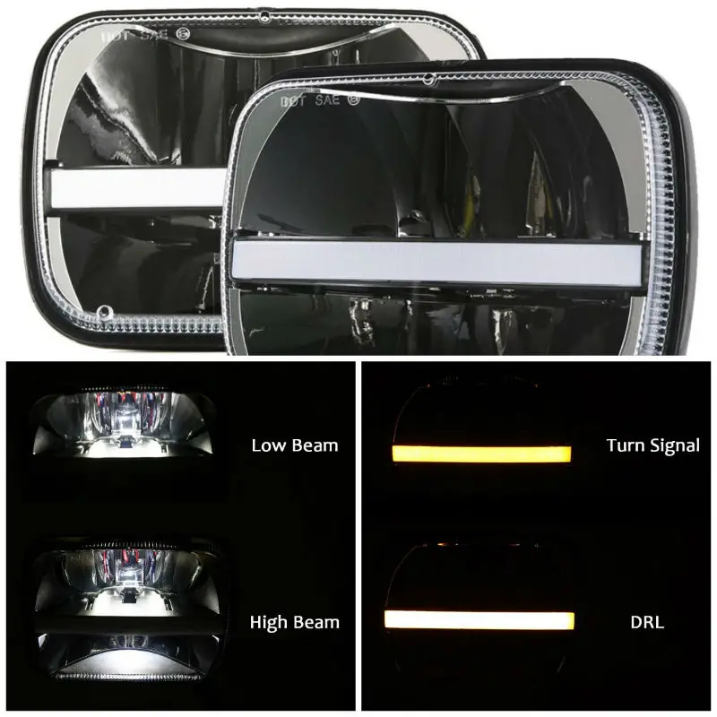 Светодиодный налобный фонарь " x 7" прямоугольная фара дальнего ближнего света для Jeep Wrangler YJ Cherokee XJ Trucks Замена H6054 H5054 H6054LL