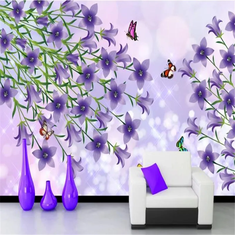 Purple Flowers Photo Wallpapers 3d Nature Butterfly Wall Murals For Living Room Home Decorative For Bedroom Tv Background Walls 3d Wall Paper Wall Paperpaper For Walls Aliexpress