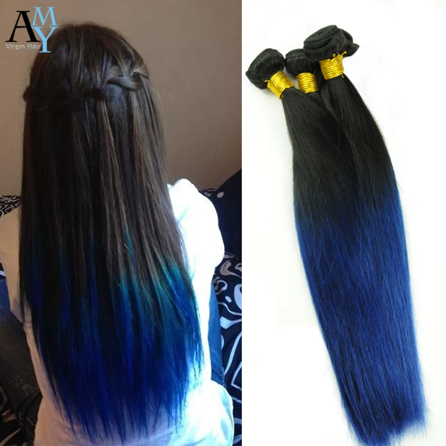 3ピースインドオンブルストレート青黒髪エクステンション人間の髪織り安い100 未処理毛バンドル Unprocessed Hair Bundles Hair Bundleshuman Hair Weave Aliexpress