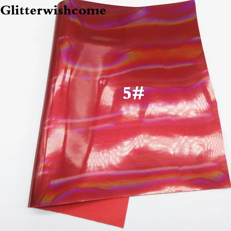 Glitterwishcome 30X134 см мини-рулон искусственная кожа ткань переливающийся Гладкий лакированная кожа Fabirc кожа винил для луков, GM009 - Цвет: 5