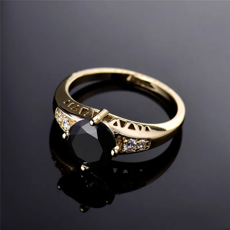 BUDONG, модный бренд, обручальные кольца для женщин, Золотое кольцо, большой черный кристалл, кубический цирконий, обручальное кольцо, ювелирные изделия R122