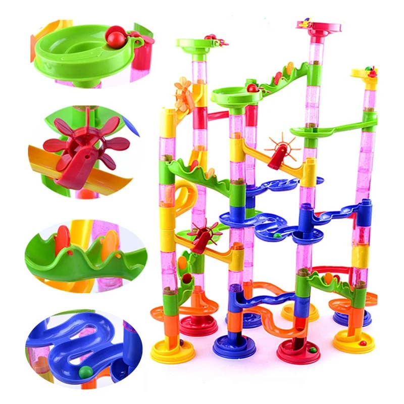 Children's DIY Building Blocks Maze Track Marble Ball Construction System Toy  YJS Dropship