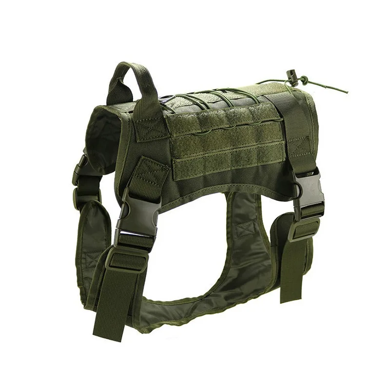 Tactical Dog Hunting Harness Vest Molle System Water Resistant Vest Harness Service Comfortable Dog Training Harness with Handle - Color: G