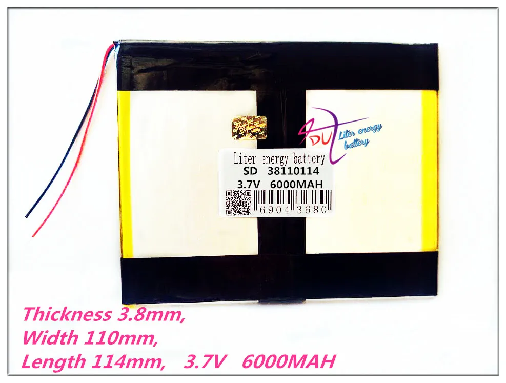 

38110114 3.7V 6000mAh 40110110 Polymer rechargeable batteries GPS DVD Power bank Tablet computer general battery