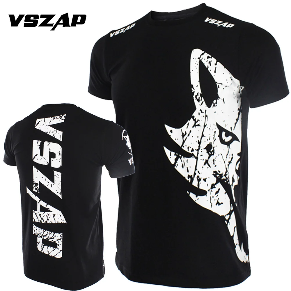 Vszap гигантский Муай Тай борьба белый логотип черный ММА Джерси UFC футболка Фирменная Новинка