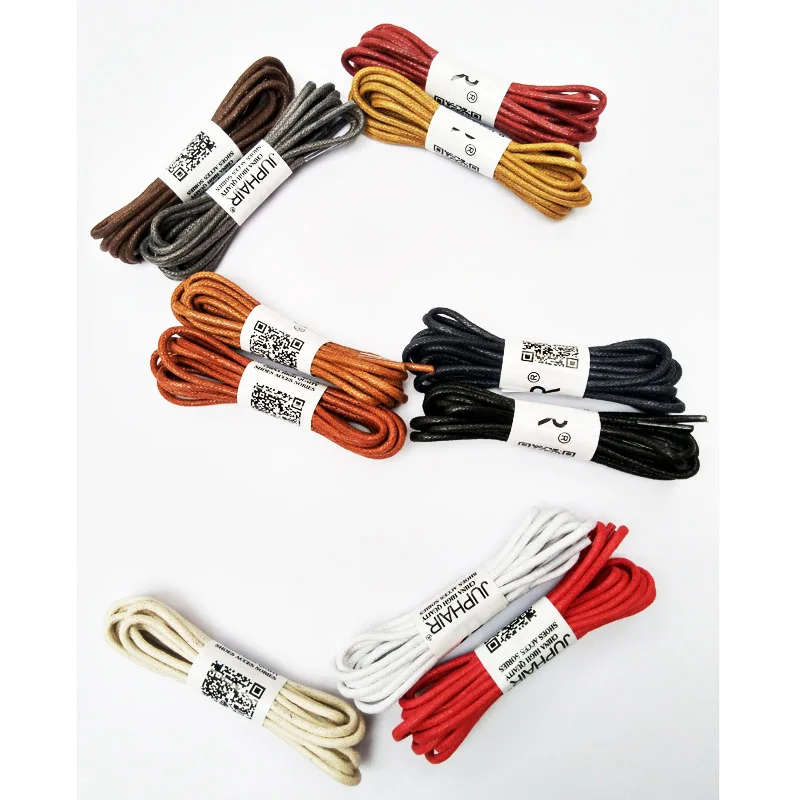 JUP 1 Pair New Round Waxed Unisex Shoelaces Dress Canvas Shoe Lace Sneaker Boots Cotton Shoe Laces Unisex Strings Shoelace Color
