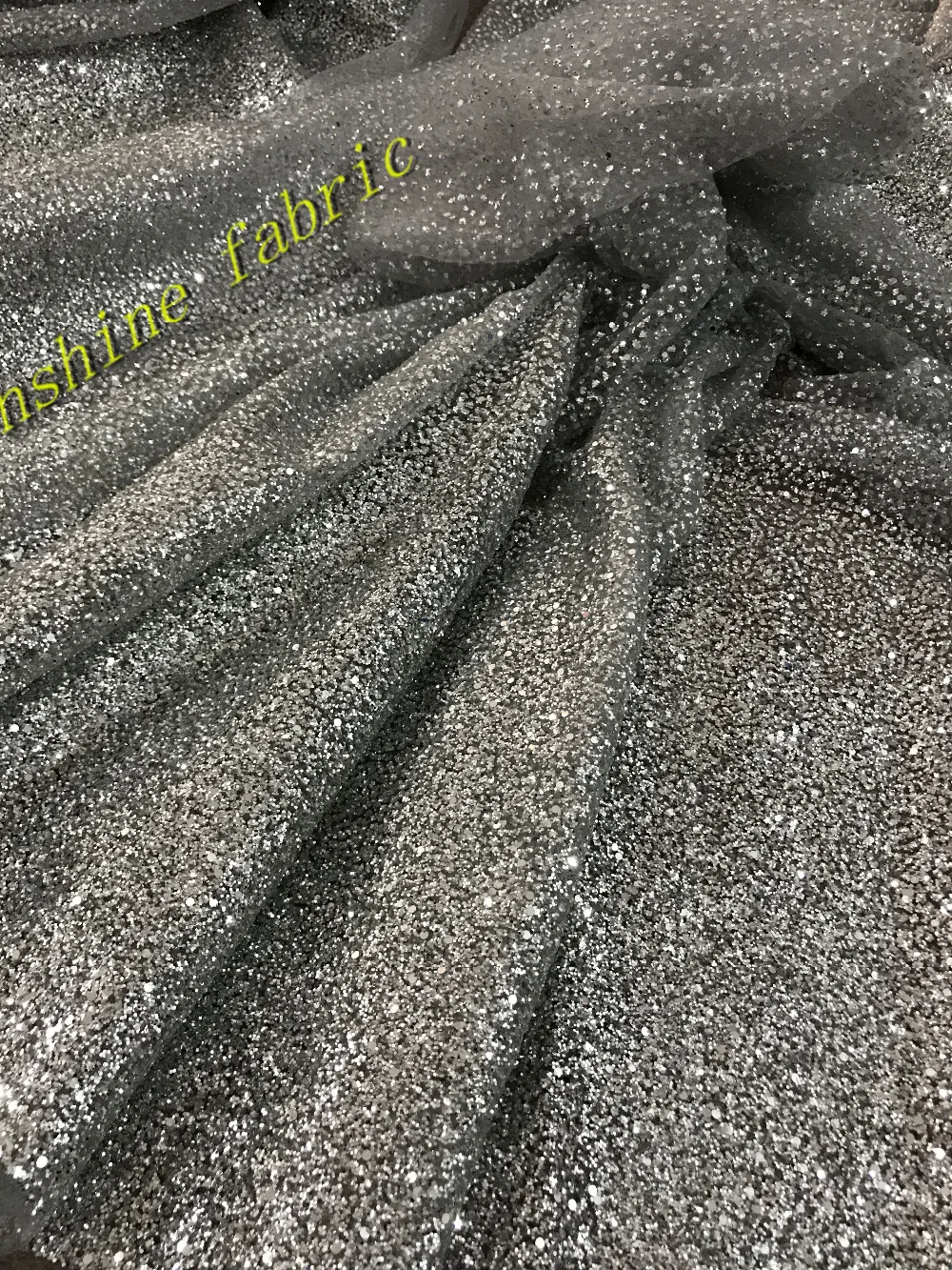 Silver Glitter Lace Fabric For Wedding Dresses African Cord Lace