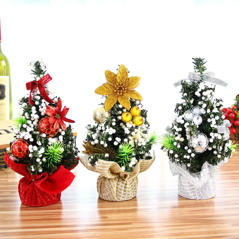 Mini 20cm Christmas Tree Decor Table Desk Decor Small Party Xmas Ornaments Gift