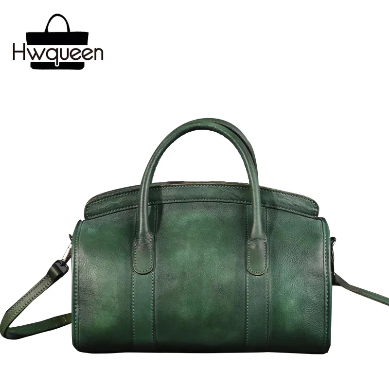 

Retro Designer Real Cowhide Female Street Totes Top-handle Handbag Genuine Tanned Leather Vintage Lady Shoulder Bag Women Purse