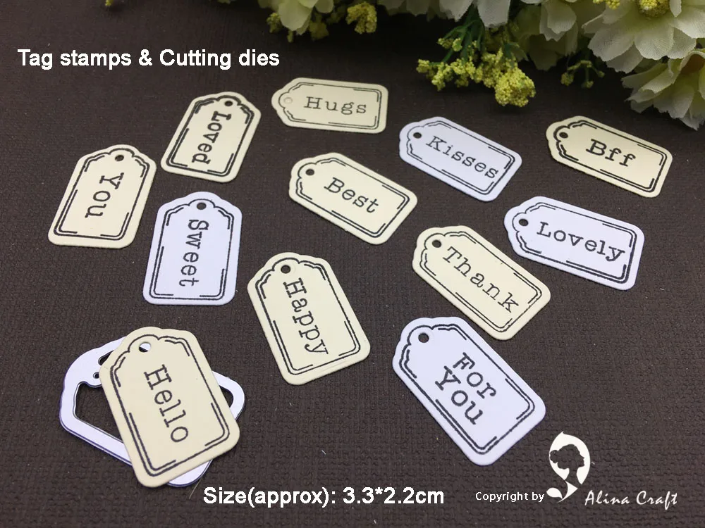 

AlinaCraft CLEAR STAMPS WITH FRAME DIES tag dies 21pc DIY Scrapbook Card album paper craft rubber roller transparent stamps