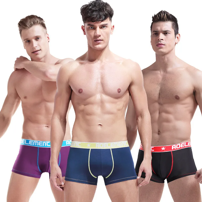 

wholesale Personality Men's Modal soft Underwear Sexy Breathable Contrast Color Boxer Half-Separated U Pocket Bag Boxer