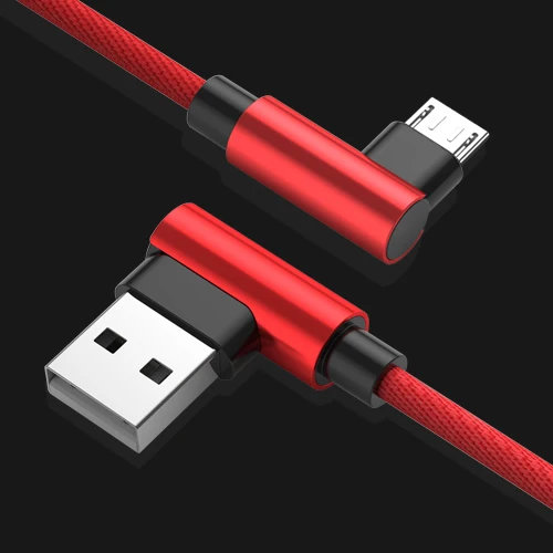 GUSGU Micro USB кабель 90 градусов локоть нейлоновый Плетеный Кабель-адаптер для зарядки для samsung huawei Xiaomi L Тип изогнутый шнур синхронизации данных - Цвет: Red