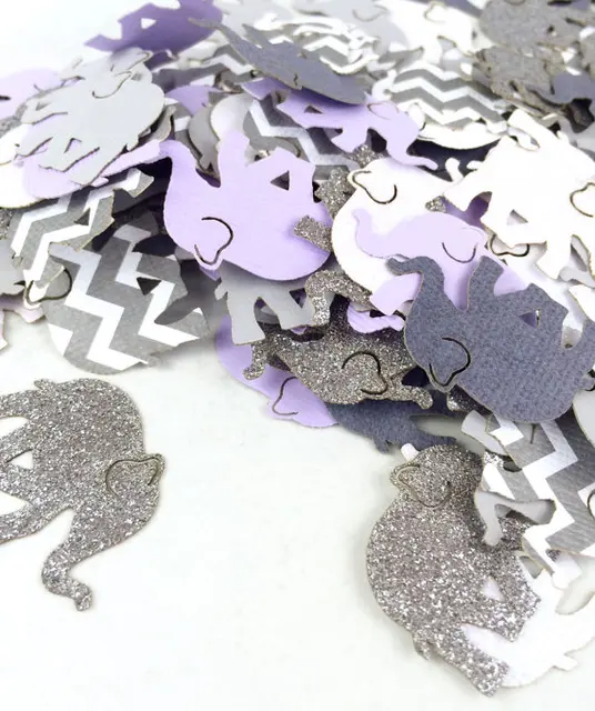 Purple Gray Chevron Elephant Confetti Baby Shower Theme Purple Gray Chevron Elephant Confetti Baby Shower Theme Decorations Table Decor