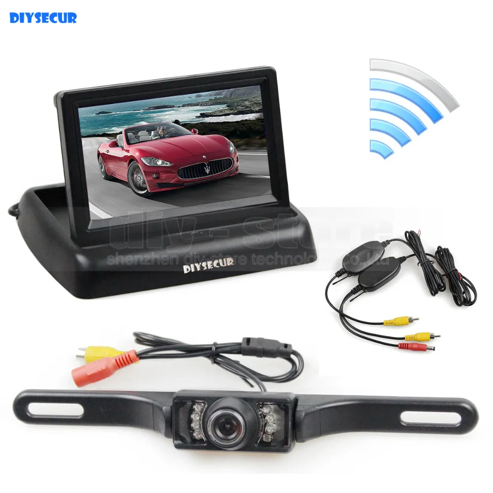 DIYSECUR Wireless 4.3 Inch Car Reversing Camera Kit Back Up Car Monitor