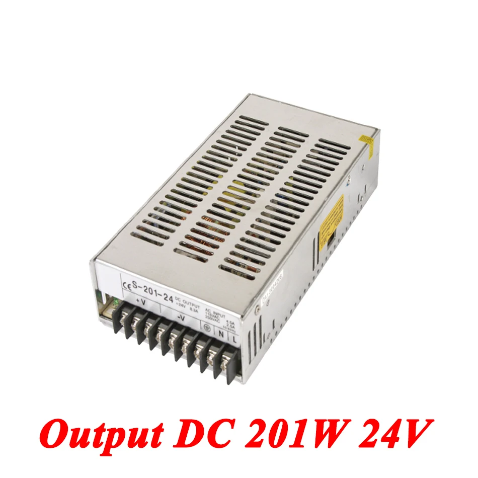 

S-201-24 Switching Power Supply 201W 24v 8A,Single Output Ac Dc Converter For Led Strip,AC110V/220V Transformer To DC 24V
