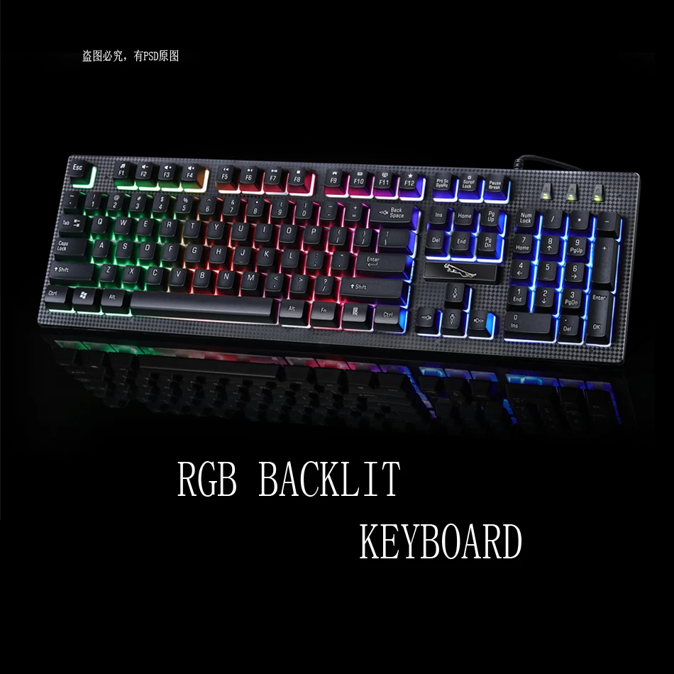 

Wired Gaming Keyboard RGB Colorful Backlit Light Waterproof For PC Computer Gamer 104 Suspension keycap keyboard