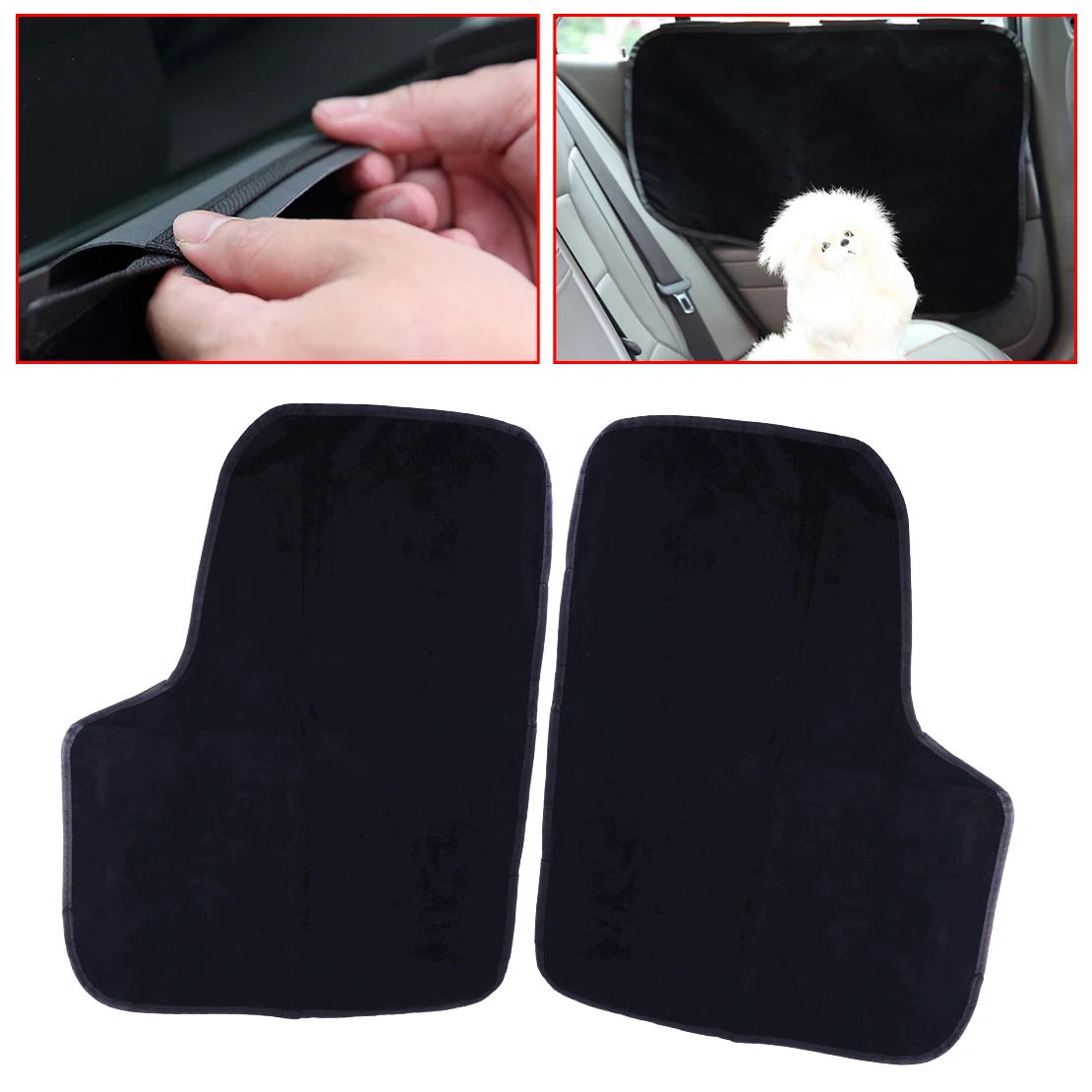 

DWCX 2pcs Black Car Door Protection Covers Mats Side Border Seat Window Cover Guard Protector For Pet Dog Cat Scratches Hair
