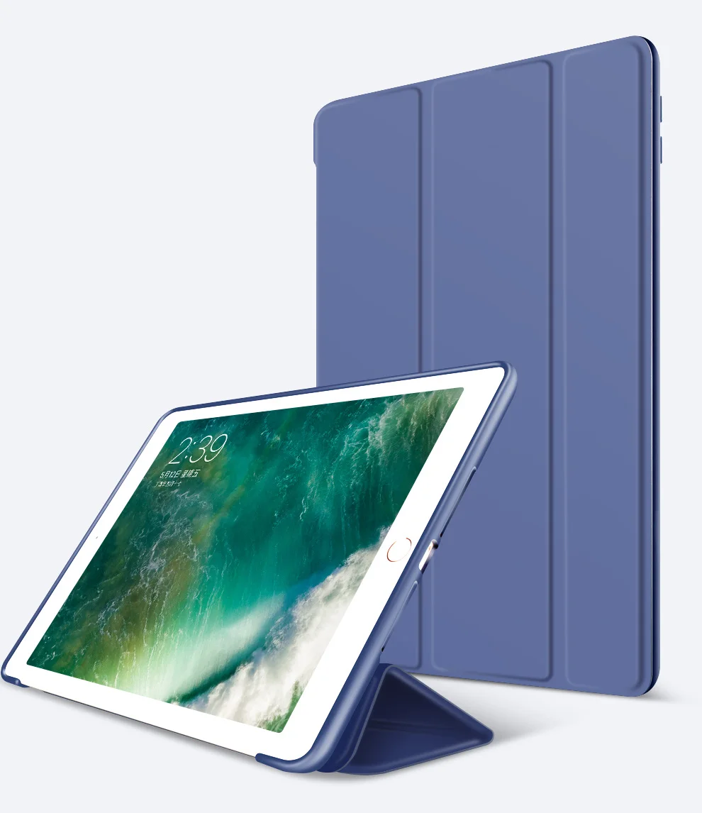 Чехол для нового iPad 9,7 дюйма Air2 Air1 Release, ZVRUA Мягкая силиконовая нижняя часть+ умный чехол из искусственной кожи с функцией автоматического сна - Цвет: Navy